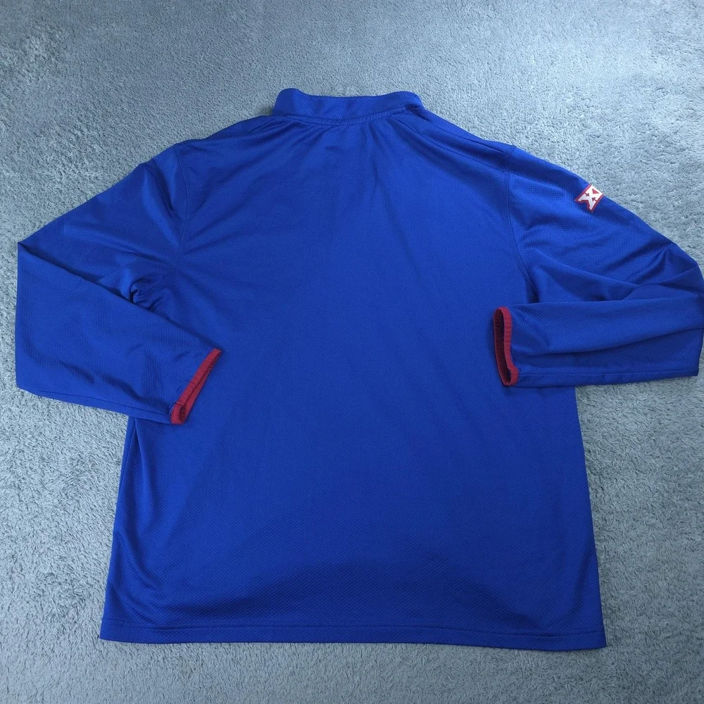 Kansas Jayhawks Shirt Mens XL Blue NCAA Basketball Adidas Climalite 1/4 Zip